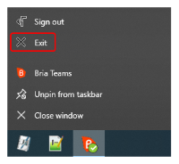 "Exit" is on the taskbar shortcut menu.